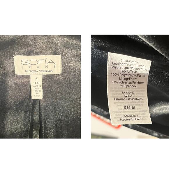 Sofia Vergara Black Faux Leather Blazer Small - Picture 11 of 12